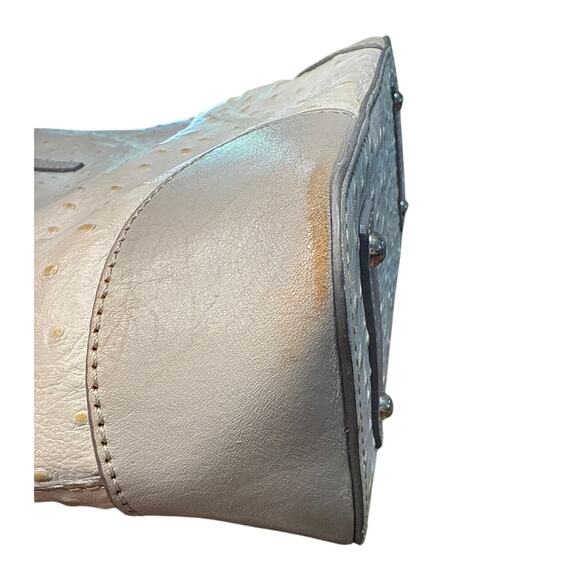 Dooney and Bourke Ostrich Shoulder or Handbag White Taupe Leather - Picture 7 of 16
